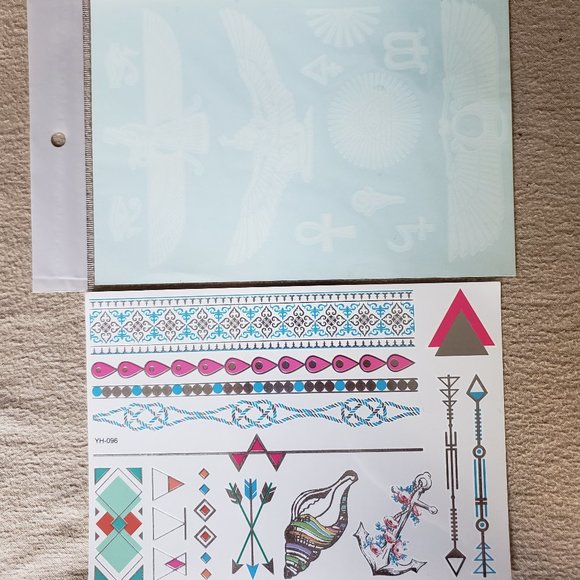 3 sheets Golden Silver Temporary Tattoo - Picture 5 of 15